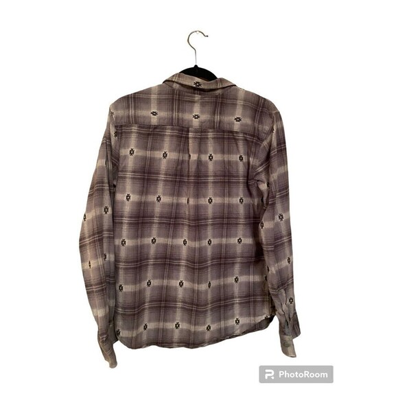 Gray Aztec Design Flannel Modern Amusement Button-Down Shirt M - Picture 2 of 5